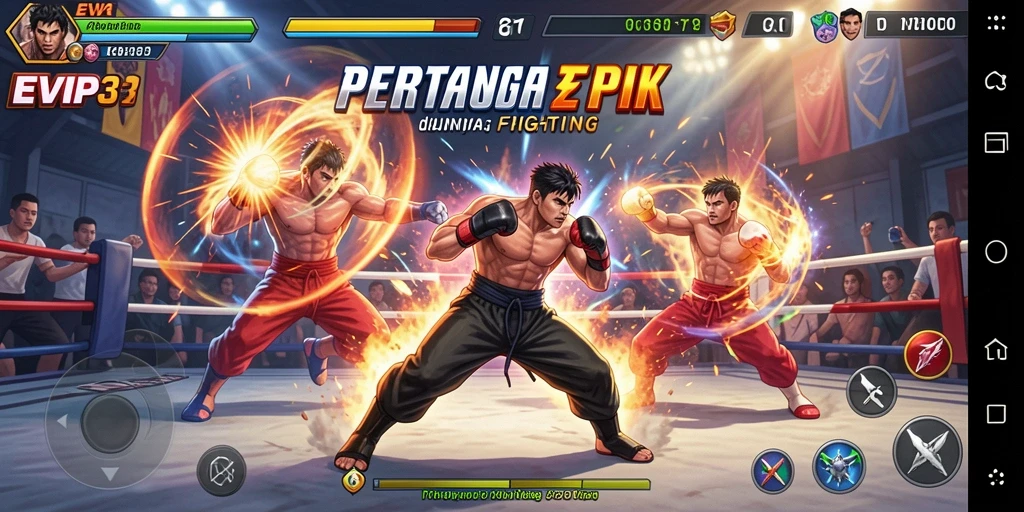 Tangkapan layar EVIP3 menunjukkan aksi seru dalam pertarungan Fighting.