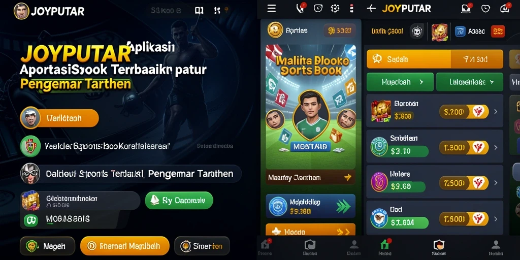 Tampilan antarmuka pengguna dari aplikasi Sportsbook JOYPUTAR yang menarik dan fungsional.