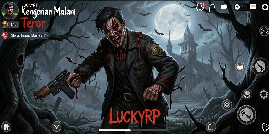 Tangkapan layar gameplay LUCKYRP yang menampilkan suasana menyeramkan dan mencekam.