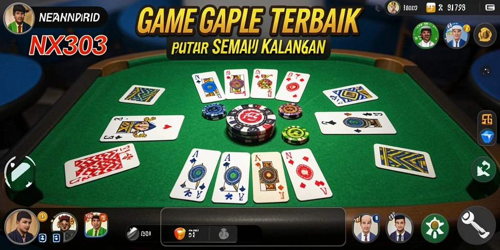Tangkapan layar utama NX303 menampilkan aksi seru permainan Gaple.