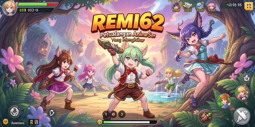 Screenshot gameplay REMI62 menampilkan pertarungan karakter anime yang seru.