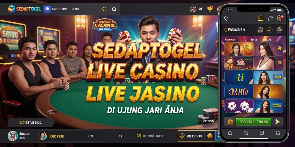 Tampilan gameplay SEDAPTOGEL yang menampilkan dealer langsung dan suasana kasino.