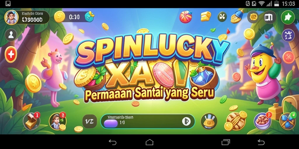 Tampilan gameplay SPINLUCKY yang ceria dan seru.
