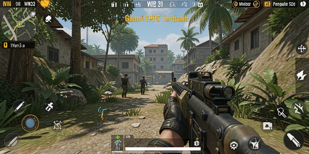 Screenshot gameplay WIN33 menampilkan aksi tembak-menembak yang mendebarkan.