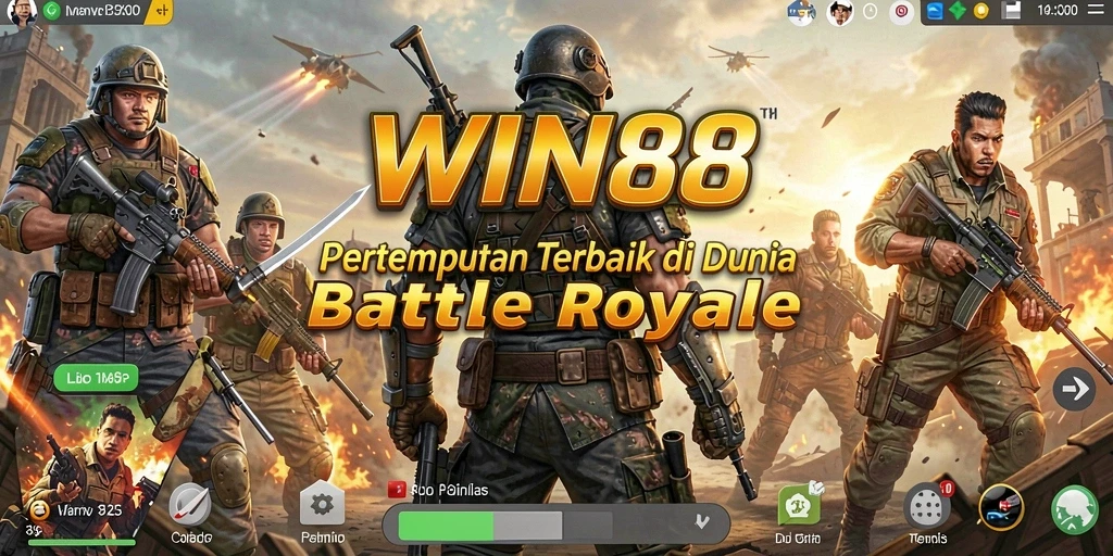 Tangkapan layar gameplay mendebarkan dari WIN88, menunjukkan pertempuran Battle Royale.